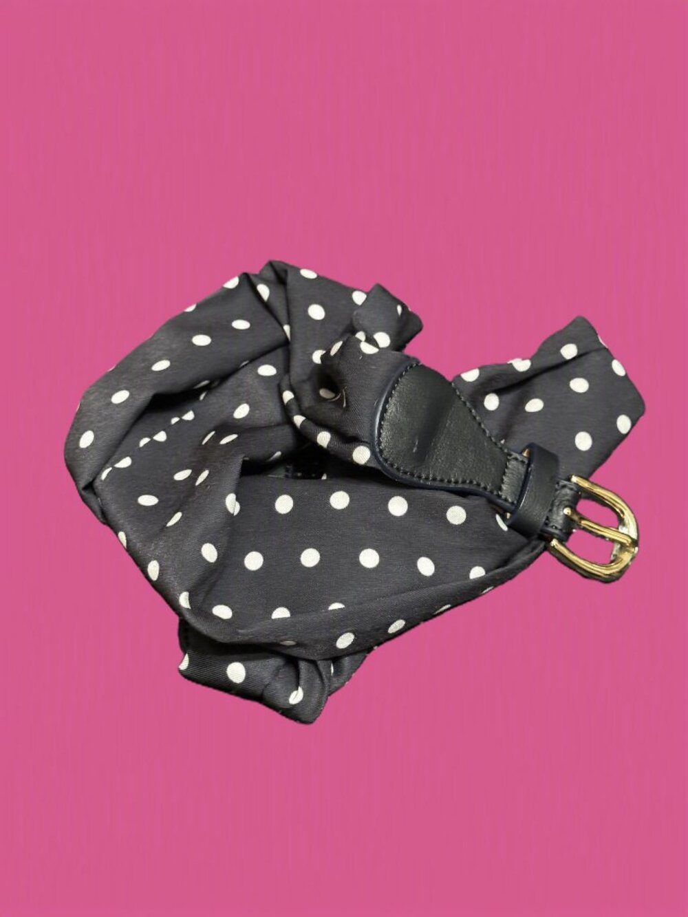 Talbots Scarf Belt, Navy Polka Dot, Harness Buckle, Small